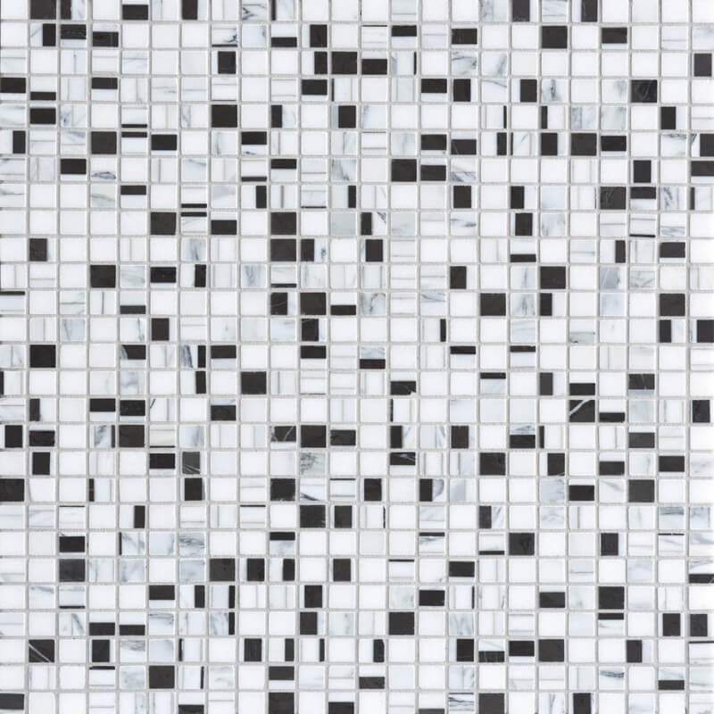 Graphique Blanc Noir Marble Mosaic 58x58 Honed