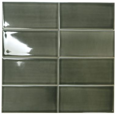 Machine Pressed Ceramic Fireclay Green 3"x6" Glossy