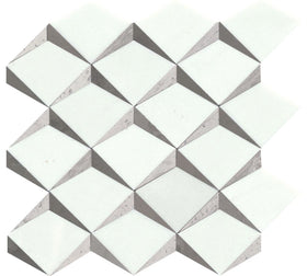 Bizou WhiteTaupe Marble Crest Mosaic