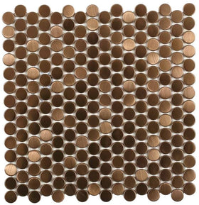 Copper Stainless 34 Penny Round Mosaic Tile