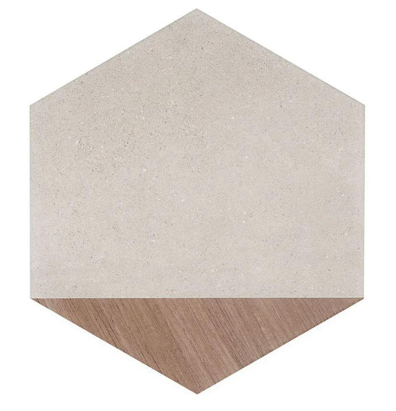 Limestone Wood Taupe 12.5" Hexagon Matte