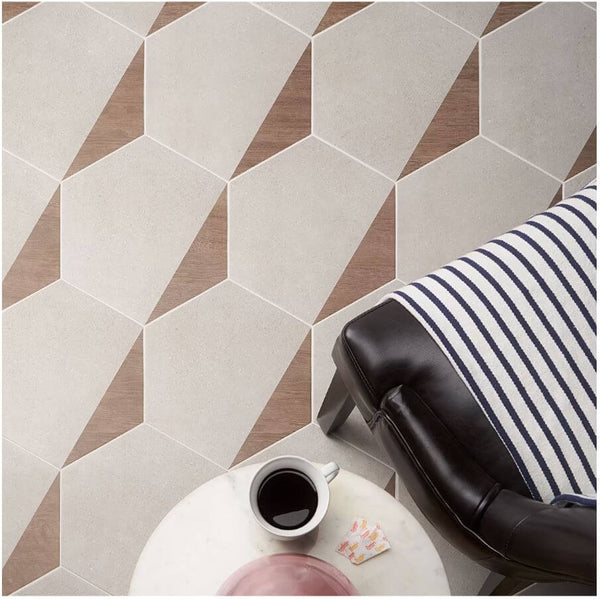 Limestone Wood Taupe 12.5" Hexagon Matte