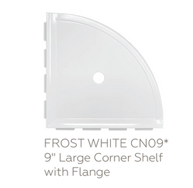 9" Large Corner Shelf with Flange CN09 Frost White