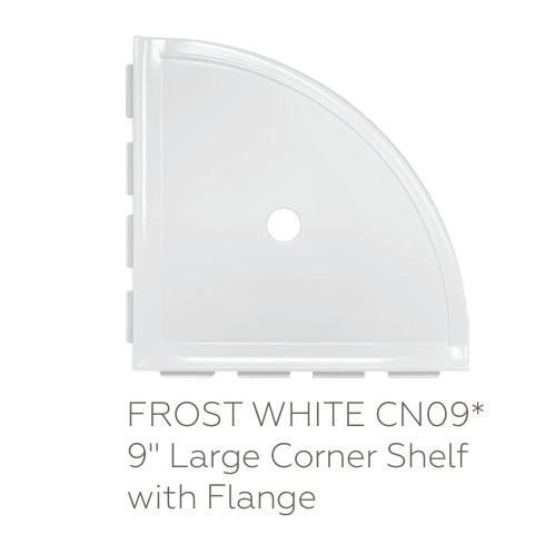 9" Large Corner Shelf with Flange CN09 Frost White