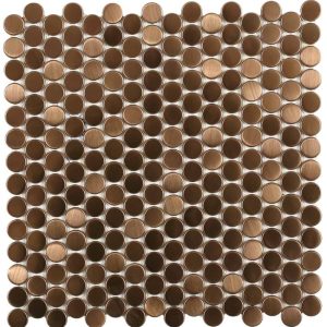 Metal Copper Stainless 3/4" Penny Round Mosaic Tile