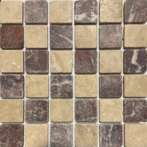 Durango & Red Onyx 2"x2" Honed & Tumbled Stone Mosaic