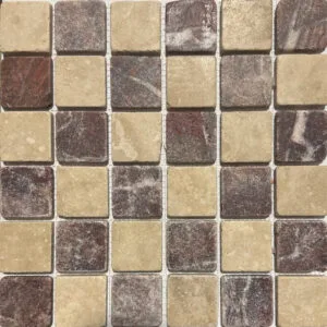 Durango & Red Onyx 2"x2" Honed & Tumbled Stone Mosaic