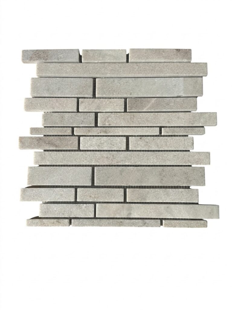 White Linear Quartzite Mosaic 12x12 Honed